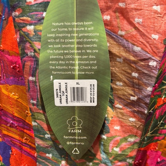 FARM Rio NWT Urban Jungle Colorful Print Tie-Front Blouse. - Picture 3 of 12